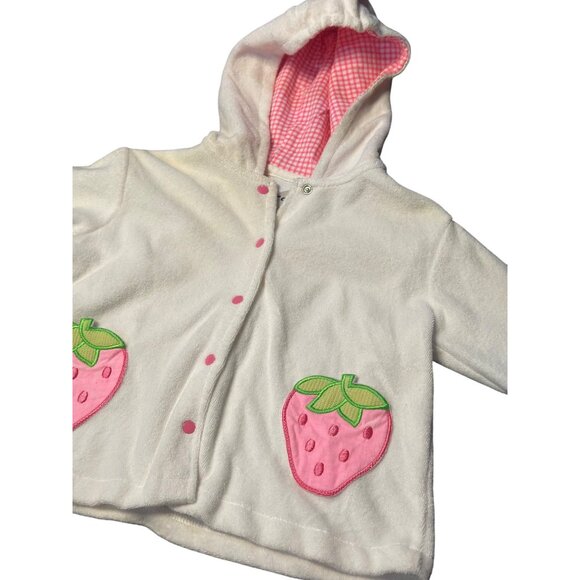 Vintage Circo Toddler Strawberry Hoodie 2T – White & Pink Fleece Sweatshirt - Picture 3 of 9